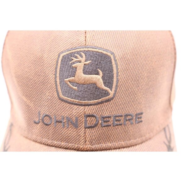 JOHN DEERE Hat Cap Baseball Trucker Embroidered Buck Logo Barbed Wire Brown - Picture 3 of 14